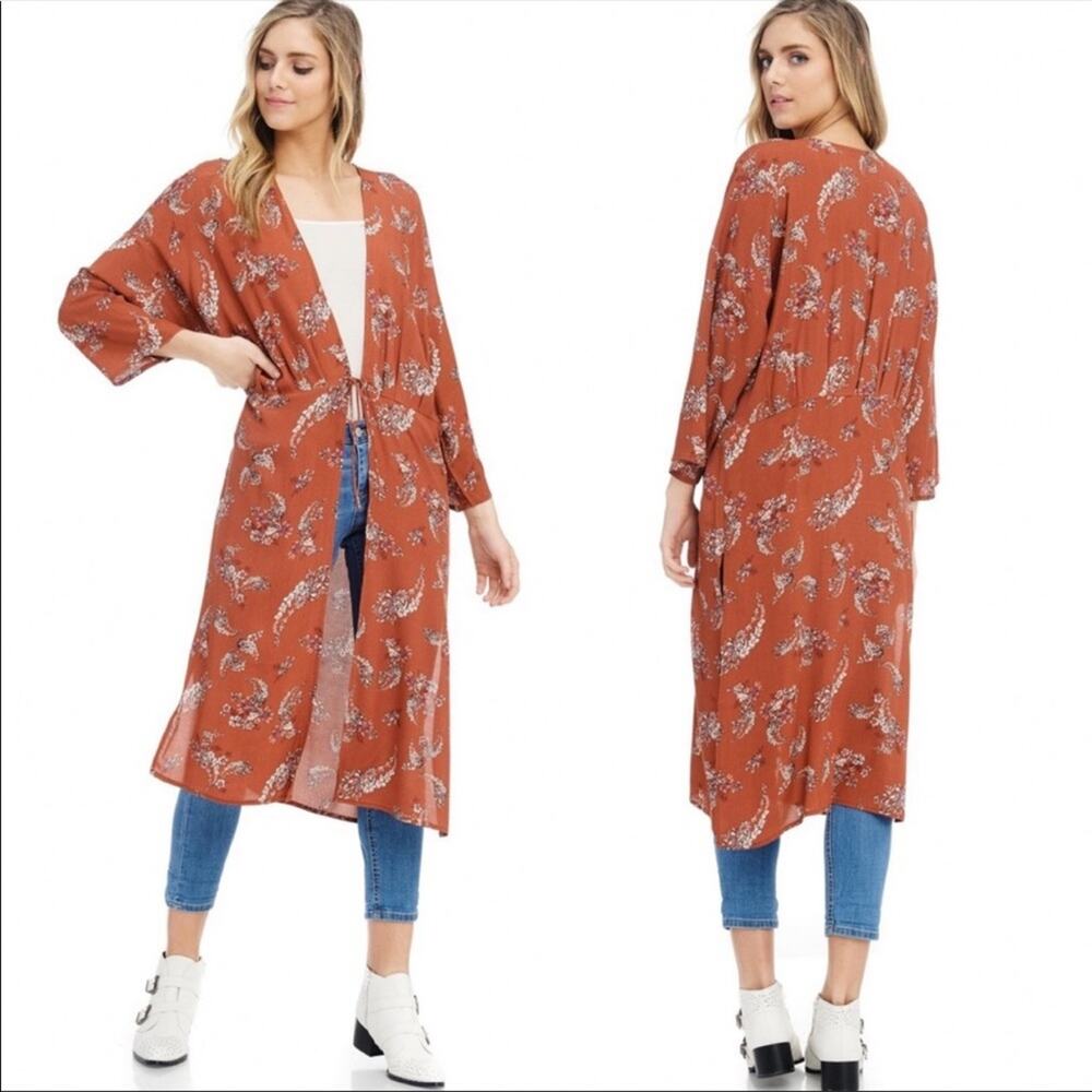Anama Rust Long Tie Kimono S
